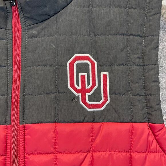 OU SOONERS Vest Men’s Large Gray Red University of Oklahoma Quilted Puffer EUC - Picture 2 of 12
